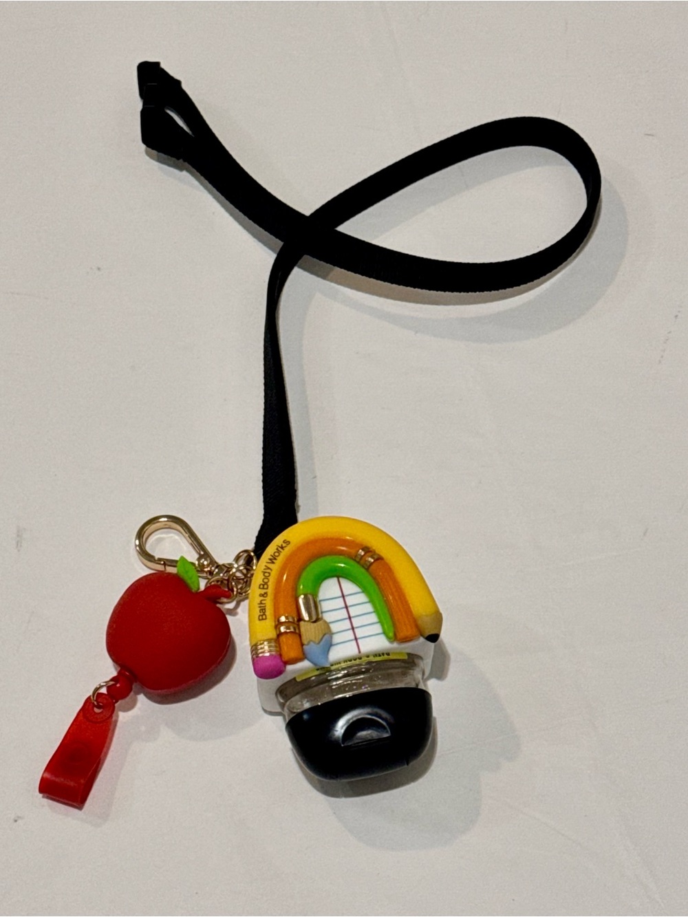 🌴Cute School-Themed Hand Sanitizer Keychain, Black & Multicolor Lanyard